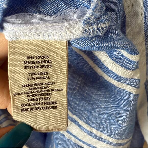 Soft Surroundings Size Small Long Sleeve Blue Striped Women's Blouse - Picture 3 of 4